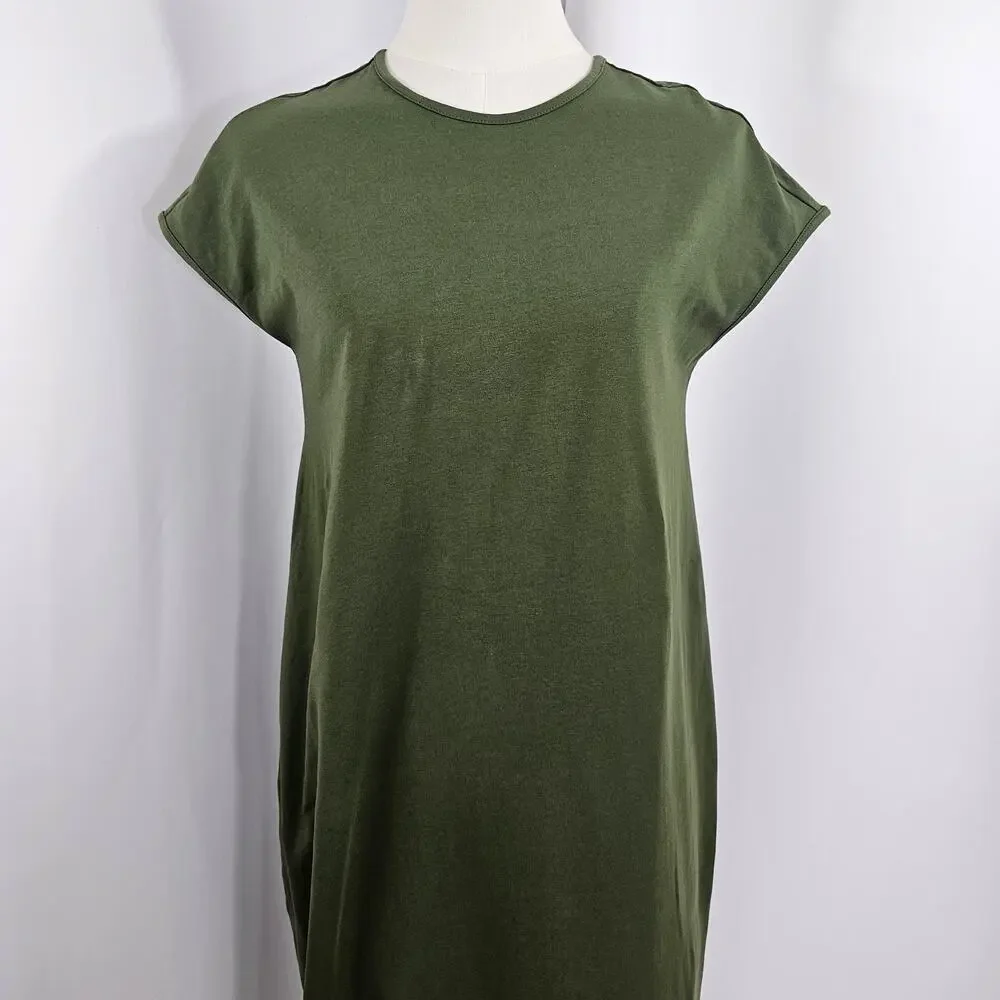Universal Standard Geneva Green Asymmetrical Cotton Midi Dress Size 4XS/0 NWT - Picture 3 of 13